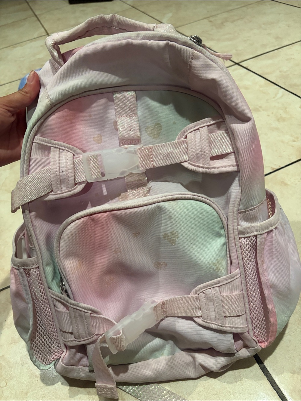 Pottery Barn Pastel Rainbow Heart Backpack
